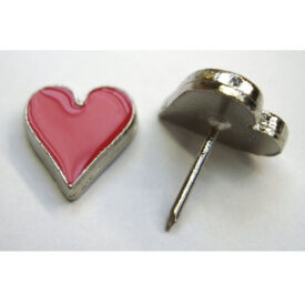 Nickel and Red Epoxy Heart Decorative Upholstery Nail