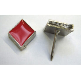 Nickel and Red Epoxy Diamond Decorative Upholstery Nail