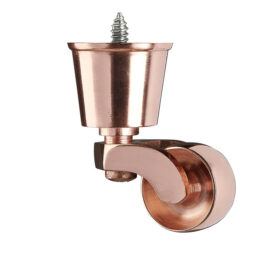 Rose Gold Finish Brass Round Cup Castor with Separate Screw - 1 1/4 inch (32mm)